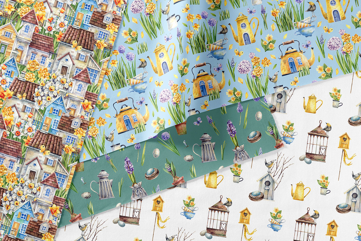 Daffodils  Houses, a Decorative Illustration by Watercolor by Tonia Tkach (Photo 5 of 9)