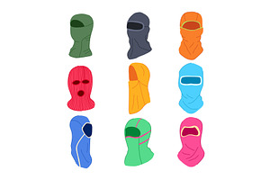 ski mask set cartoon vector, an Object Illustration by pikepicture