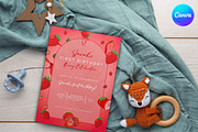 Strawberry First Birthday Invitation, an Invitation Template by InvitingStorys (Thumbnail 3 of 10)