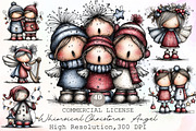 Whimsical Christmas Angel Clipart, an Illustration by Sublimation Artist (Thumbnail 1 of 6)