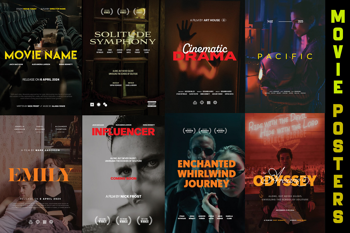 Movie Poster Photoshop Templates, a Social Media Template by Chipshpow Graphics (Photo 4 of 10)