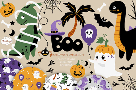 Boo DINO Halloween collection, a Seasonal Illustration by owlasya