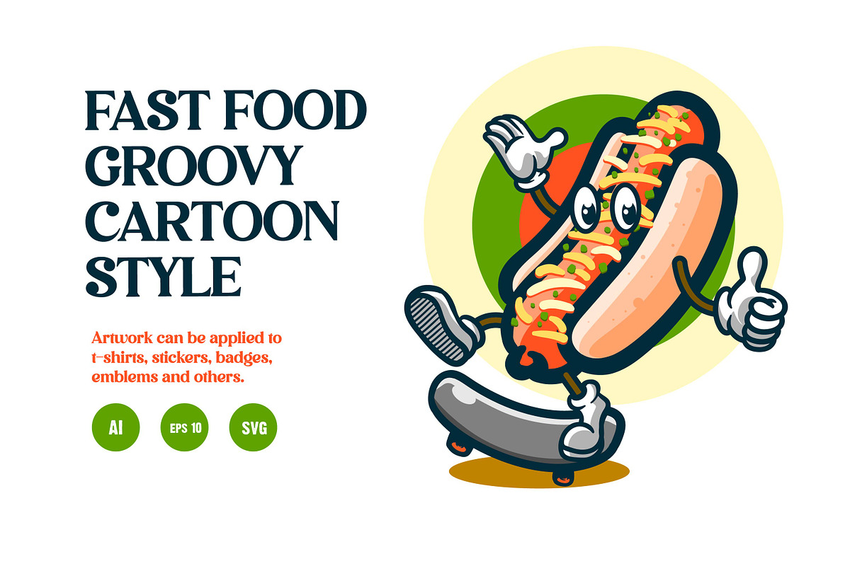 fast food groovy style illustration, a Food Illustration by grindstudio (Photo 1 of 4)