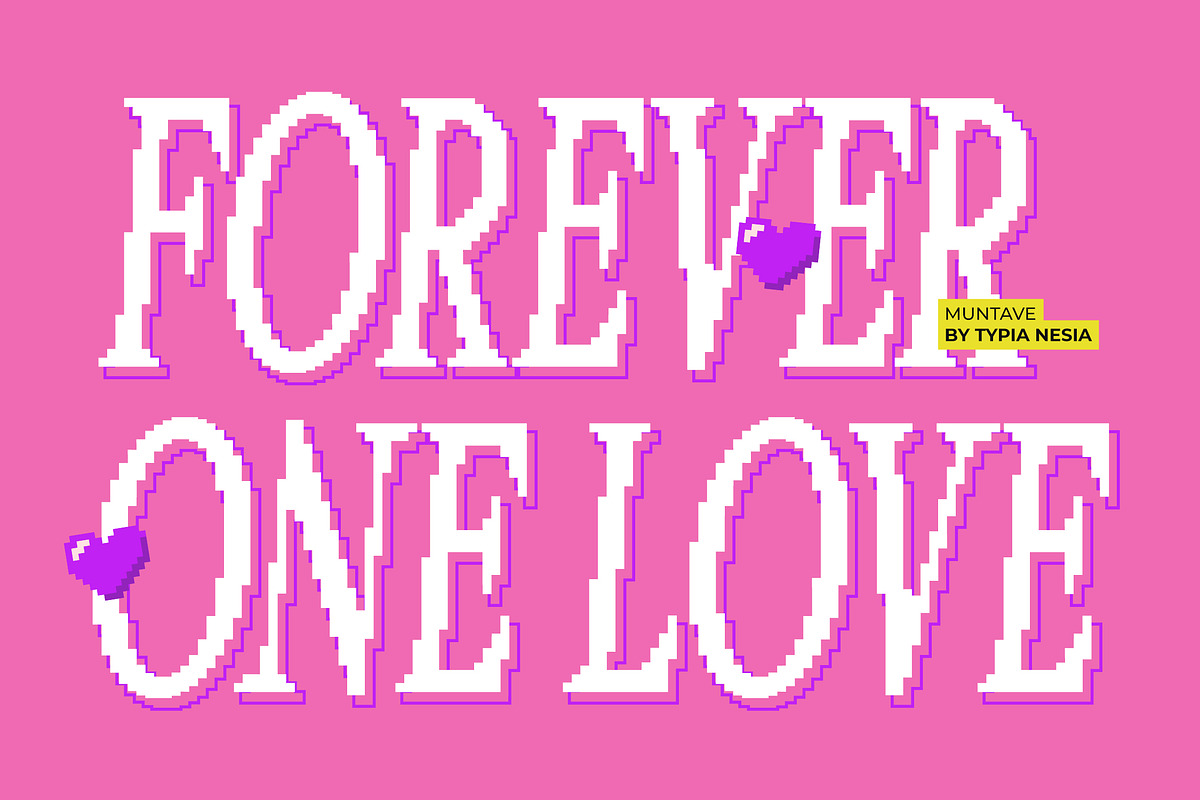 Muntave - Pixelated Oblique Serif, a Serif Font by Typia Nesia (Photo 5 of 11)