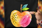 Watercolor Folk Art Apple Clipart, a Seasonal Illustration by Tanya Kart (Thumbnail 2 of 10)