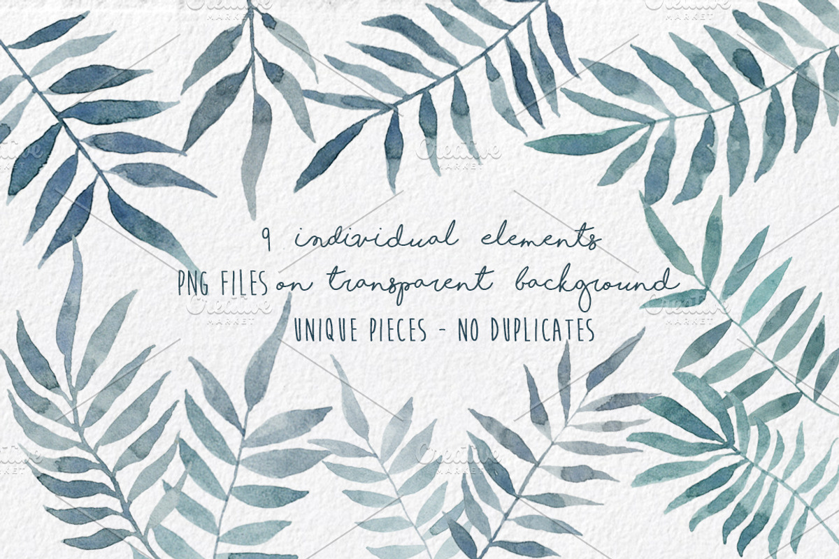 Palm Leaves watercolor hand painted, a Decorative Illustration by MaraquelaStudio (Photo 2 of 4)