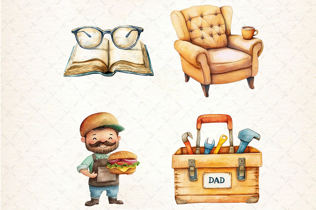 Watercolor Fathers Day Clipart, an Illustration by Rose Art (Photo 2 of 4)