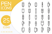 Pen and Writing Tools Icons Set, an Outline Icon by Designfour (Thumbnail 1 of 7)