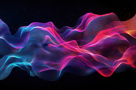 Long colorful neon swirl and waves on black background, a Background Photo by AlyaAnd