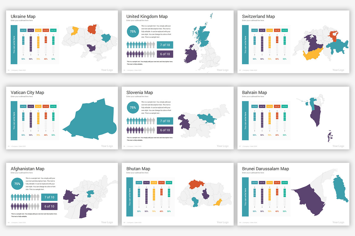 Maps PowerPoint infographics, a Presentation Template by SlideOne (Photo 15 of 31)