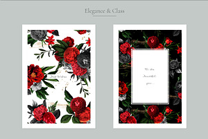 Red Flowers And Gold Roses Vintage