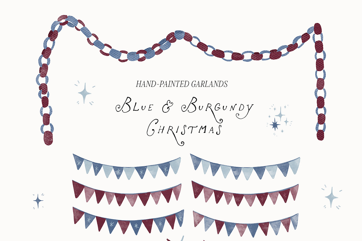 Hand-Painted Blue Burgundy Christmas, an Object Graphic by Lana Elanor (Photo 10 of 24)