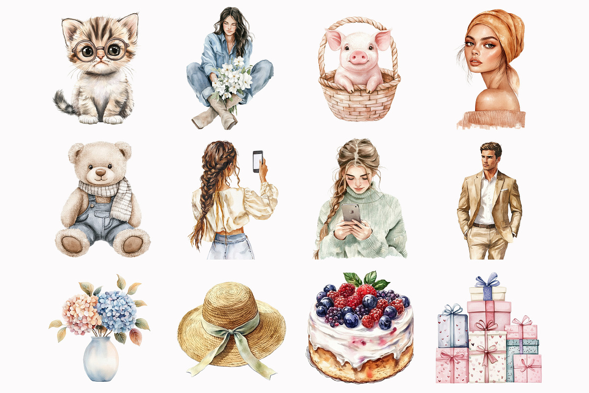 Watercolor Quiet Cottage Clipart, an Illustration by Design Market (Photo 3 of 5)