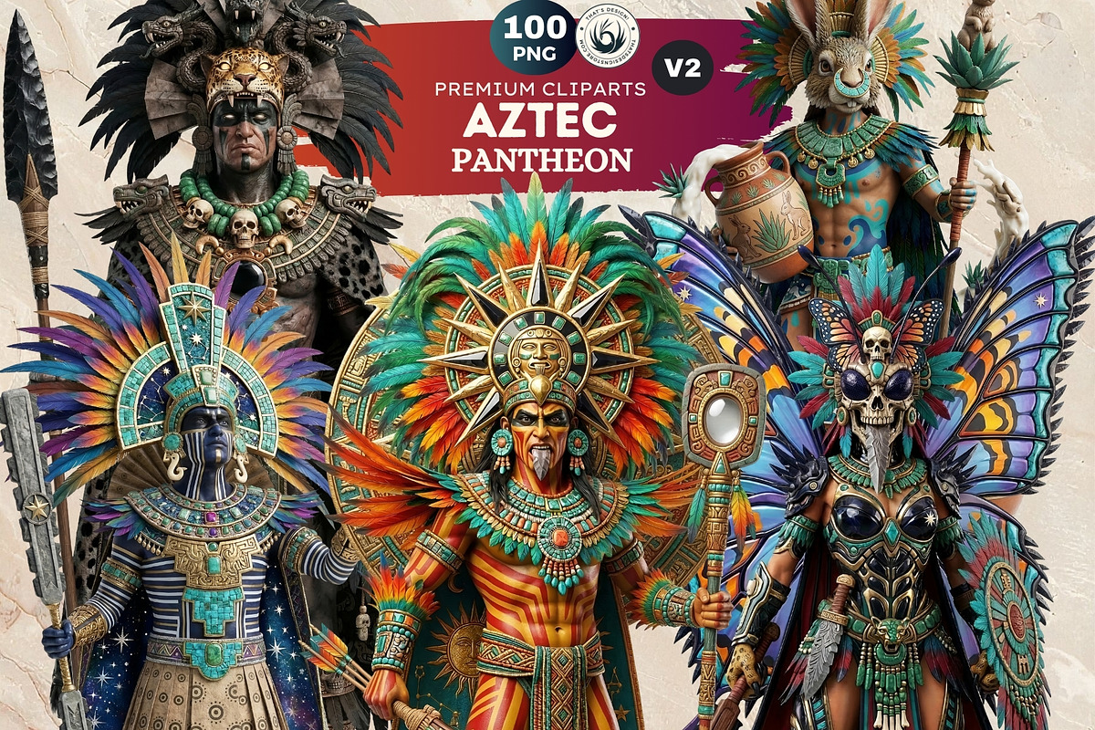 Aztec Deities Cliparts, a Person Illustration by ThatsDesignArt (Photo 1 of 15)