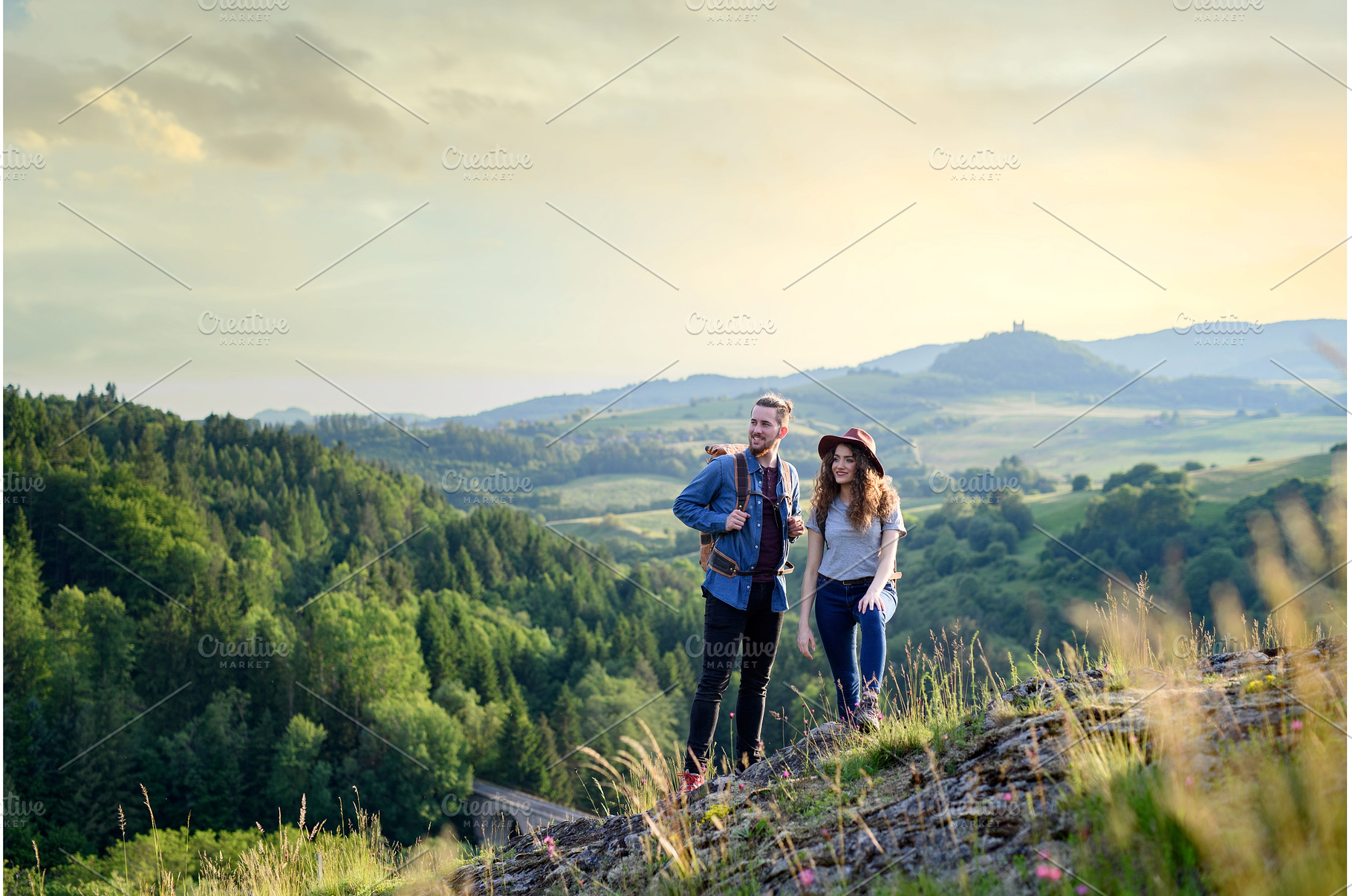 Travellers couple hiking on easy, a Person Photo by HalfPoint