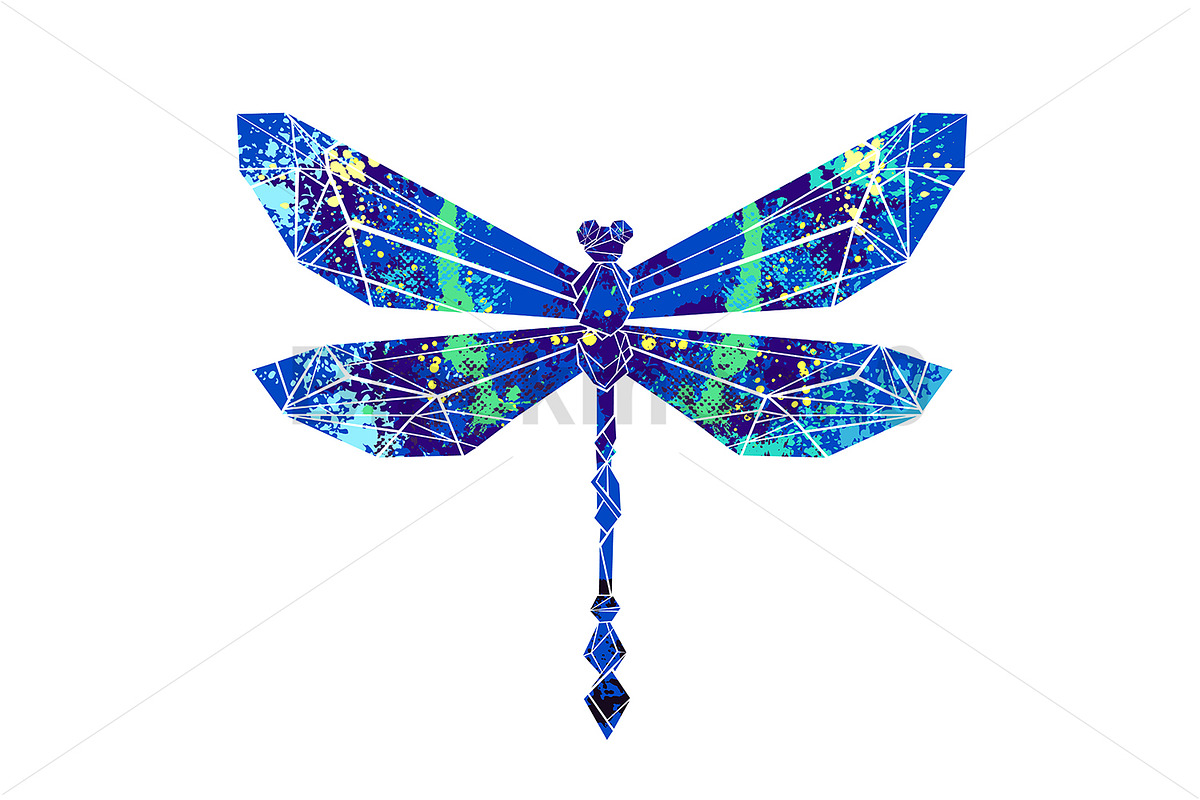 Colorful polygonal dragonfly, an Animal Illustration by blackmoon9