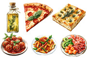 Italian Food  Watercolor clipart, an Illustration by Designworld (Thumbnail 2 of 7)