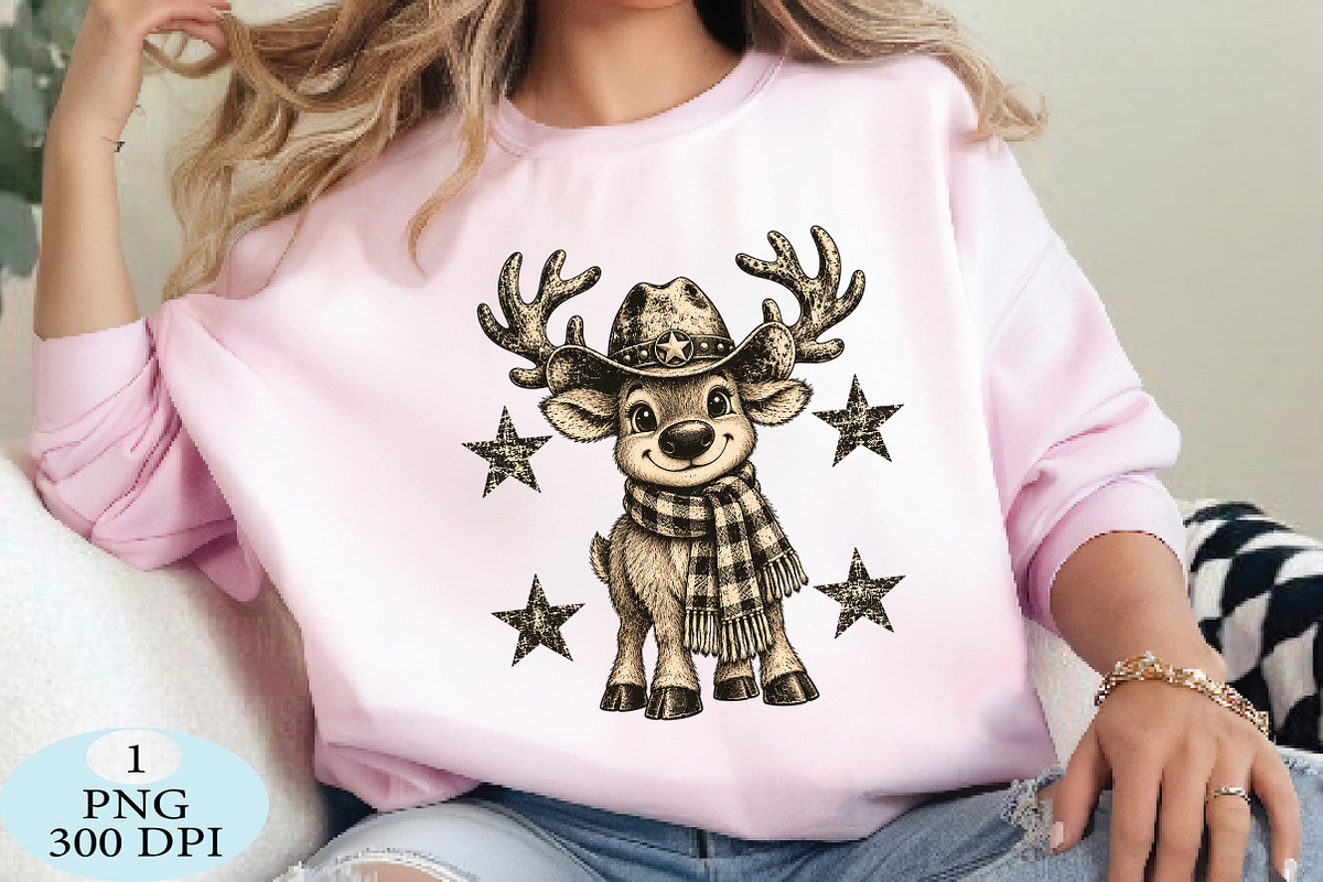 Vintage Reindeer Christmas PNG, a Seasonal Illustration by Daily.Designs (Photo 3 of 5)