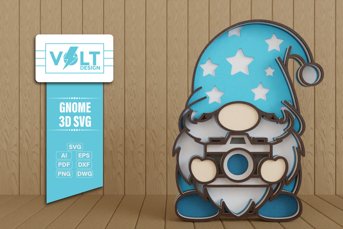Summer Gnome 3D SVG Multilayered Cut, a Decorative Illustration by Volt_Design (Photo 3 of 3)