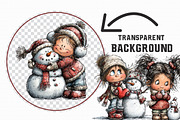 Cute winter Girl with Snowman clipar, an Illustration by Libby Wishes (Thumbnail 7 of 7)