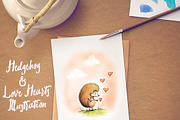 Hedgehog & Love Hearts Illustration, an Animal Illustration by Shadowspark (Thumbnail 1 of 3)