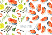 Watercolor image of seafood set, a Food Illustration by Elena Dorosh (Thumbnail 4 of 5)