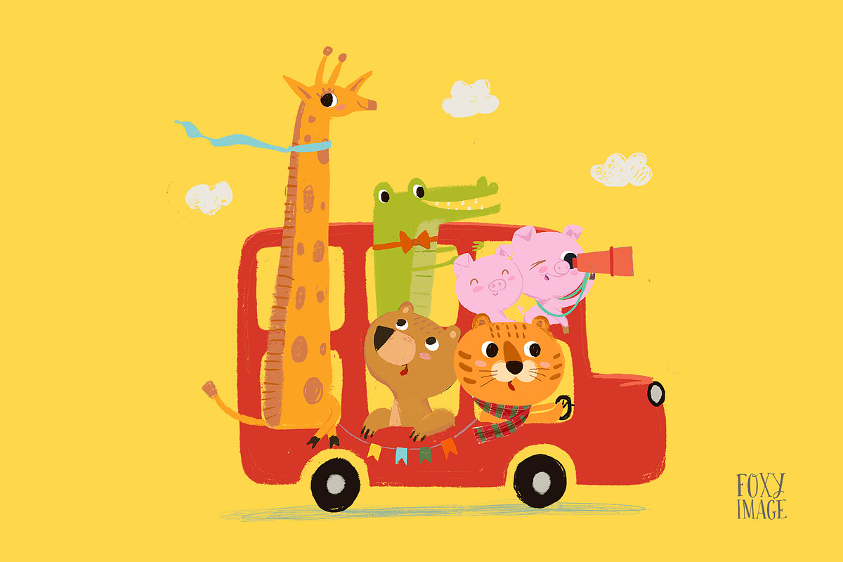 Funny Bus, an Animal Illustration by FoxyImage (Photo 4 of 5)