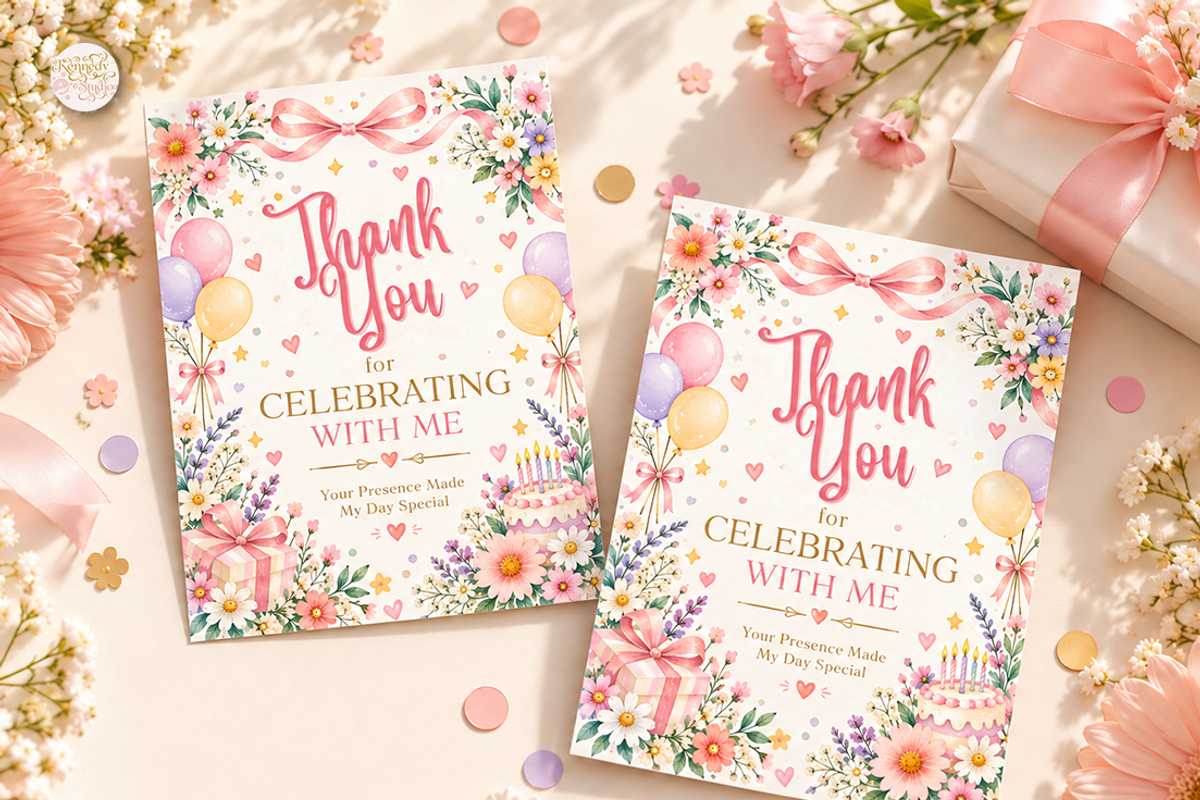 Birthday Thank You Favor Tag Canva, a Marketing Template by KennedyStudio (Photo 1 of 6)