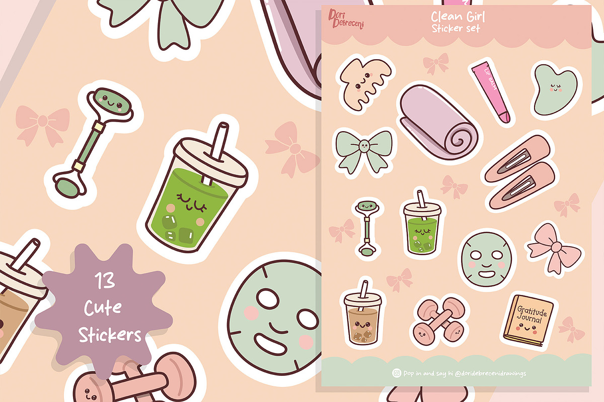 Clean Girl Sticker Set, a Graphic by Dori Debreceni draws (Photo 3 of 4)