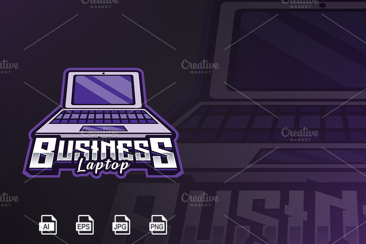 Laptop Mascot Logo Template, a Branding & Logo Template by HasnainGFX (Photo 1 of 3)