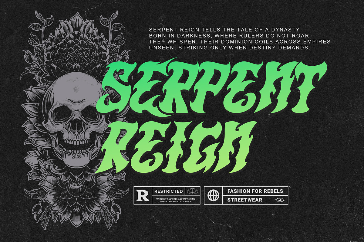 Kelmora - Retro Gothic Tattoo Font, a Blackletter Font by Letterara (Photo 2 of 15)