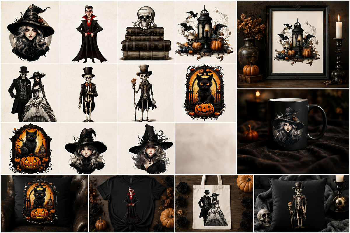 Gothic Antique Halloween Clipart, a Seasonal Illustration by S Graphic Studio (Photo 2 of 4)
