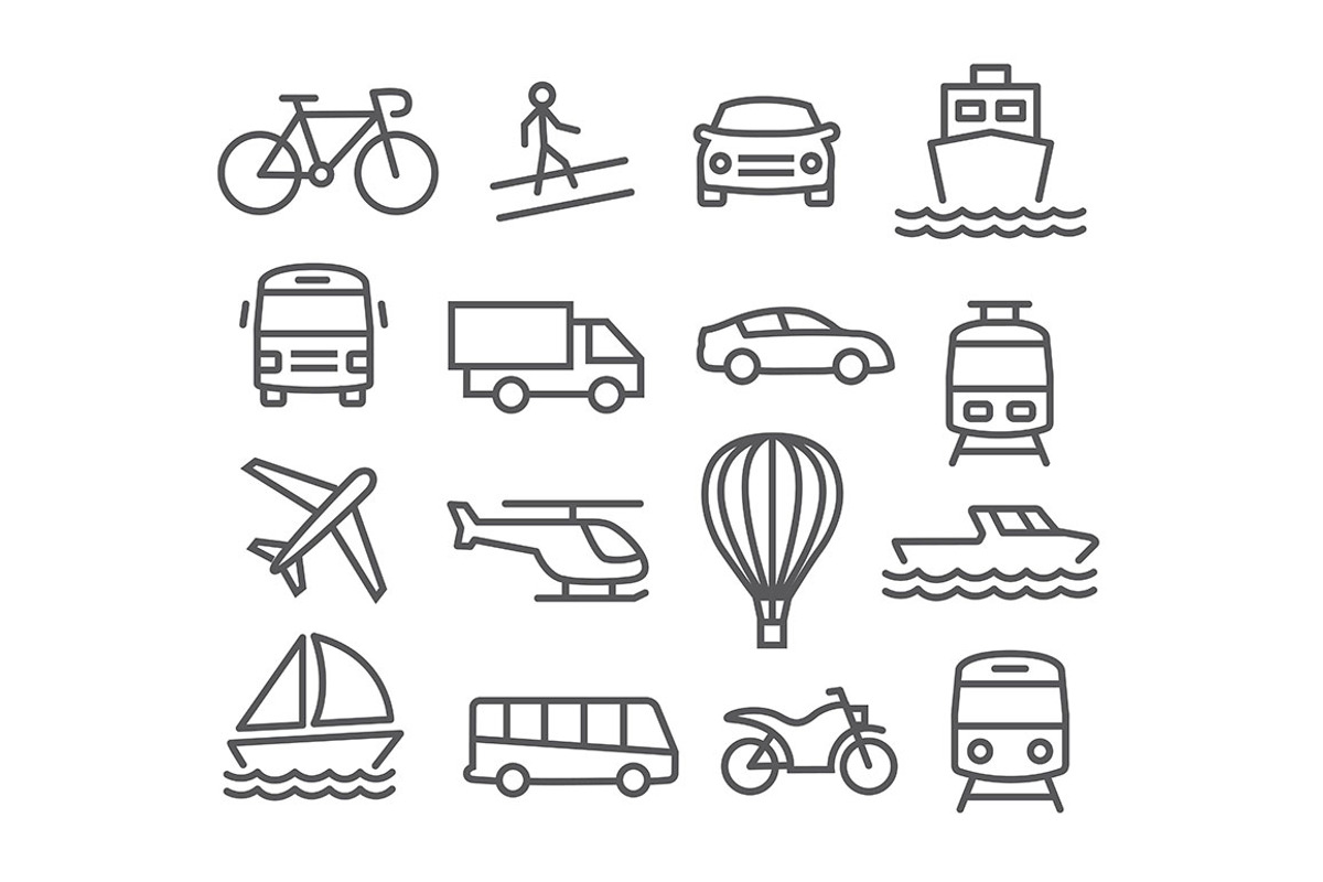 Transport line icons, an Outline Icon by IhorZigor