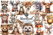 Boho Woodland Animals Watercolor Cli, an Illustration by Watercolor design (Thumbnail 1 of 4)