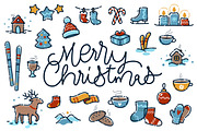 Merry Christmas small clipart, an Illustration by Nina's Illustration Shop (Thumbnail 1 of 3)