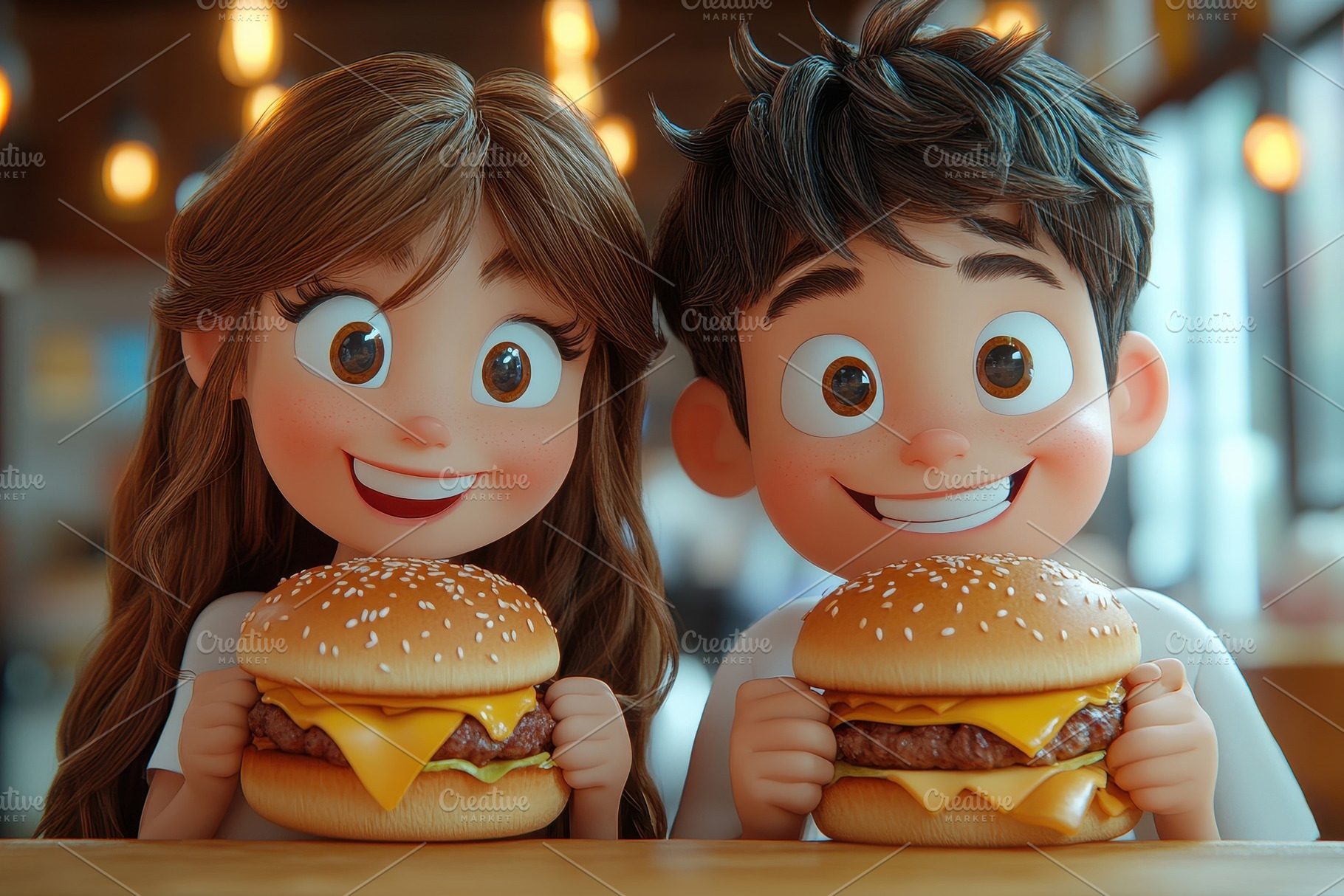 Happy children enjoying delicious bu, a Photo by Tanuart