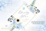 Dusty blue gold. Watercolor flowers, a Texture Illustration by LABFcreations (Thumbnail 1 of 12)