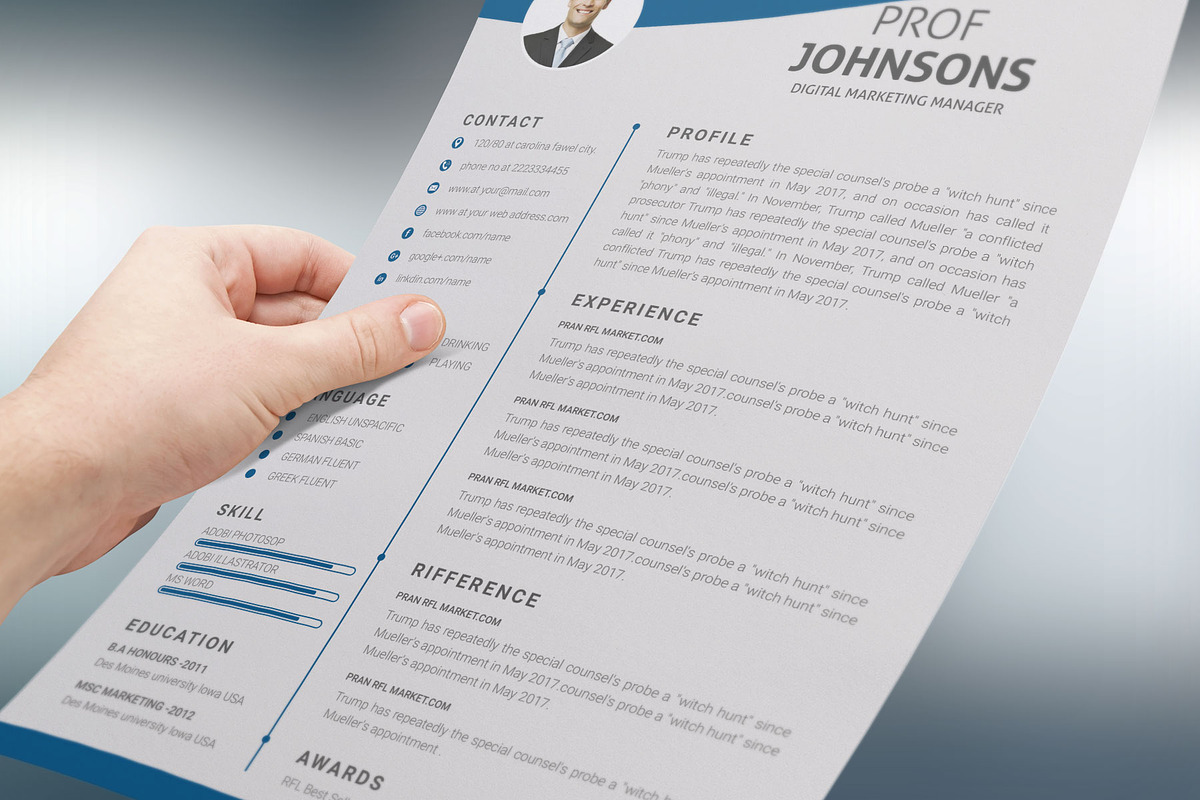 Resume Template and Cover Letter, a Resume Template by designvillage (Photo 4 of 13)