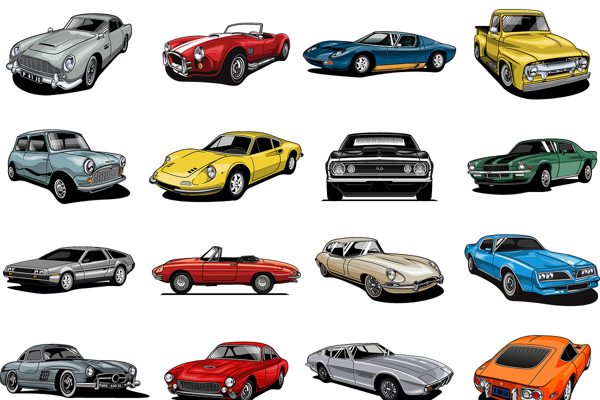 Classic Car Vector Pack vol 4, a Transportation Illustration by The BolzStudio (Photo 6 of 8)