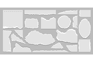 Torn Paper Pieces on Gray Background, an Illustration by Flashvector