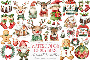 Cozy Watercolor Christmas Clipart