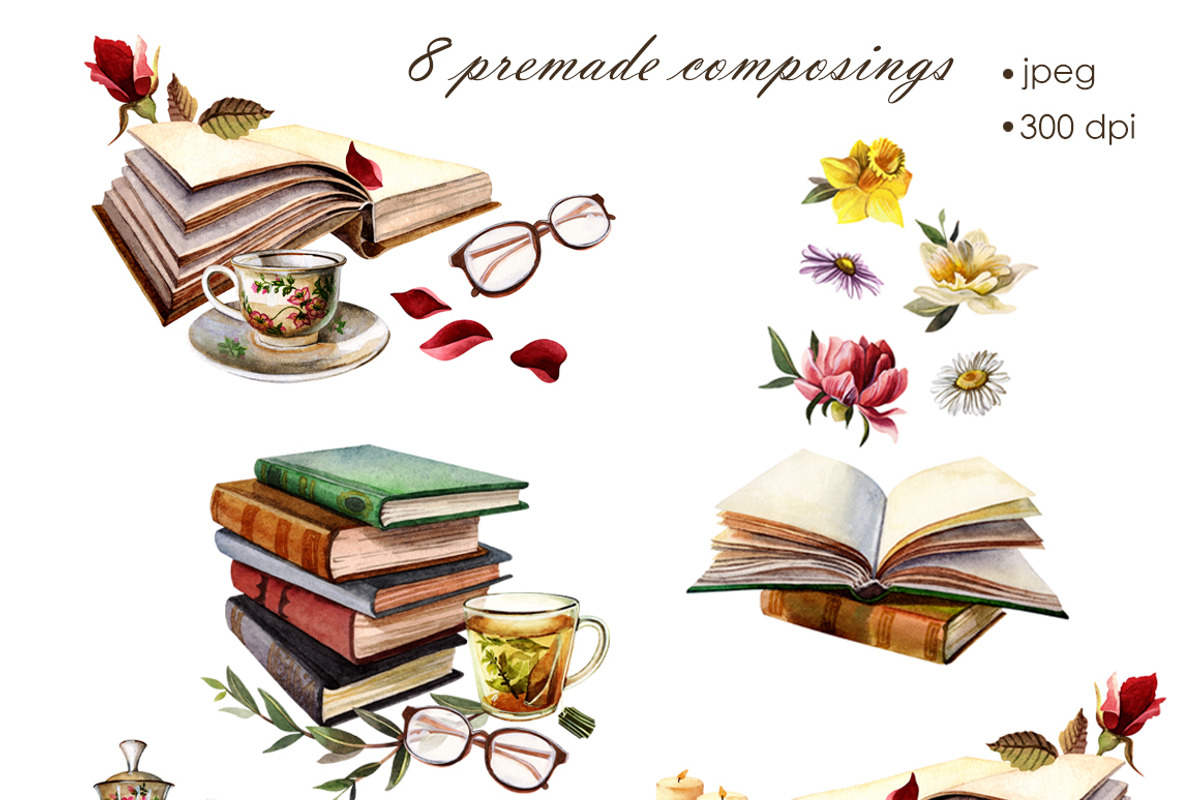 Books watercolor set, an Object Illustration by Olha Urdeichuk (Photo 4 of 9)