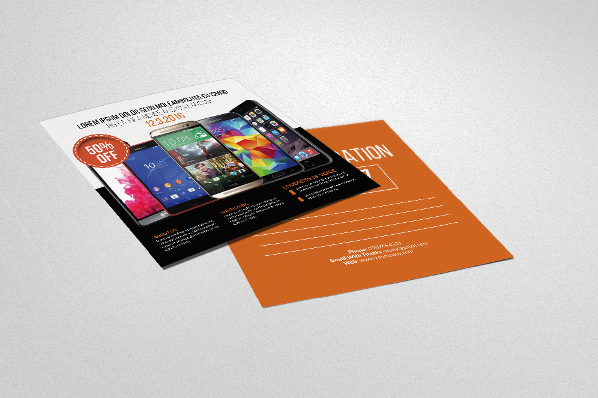 Mobile App Post Card, a Card Template by Business Flyers
