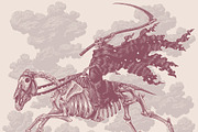 Design set Riders on horseback, an Animal Illustration by Vector Engraving (Thumbnail 4 of 4)