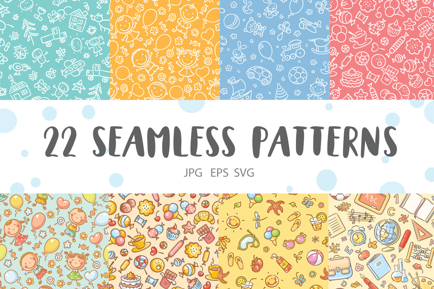 Drawing cartoon seamless kid pattern, an Education Illustration by ...