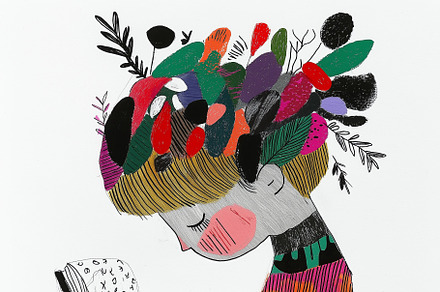 A dreamy child with a notebook, a Person Illustration by Sybillla