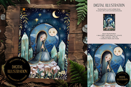 Celestial Virgin Mary Illustration