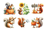 Fall Squirrels Garden Clipart, an Illustration by Daily.Designs (Thumbnail 3 of 5)