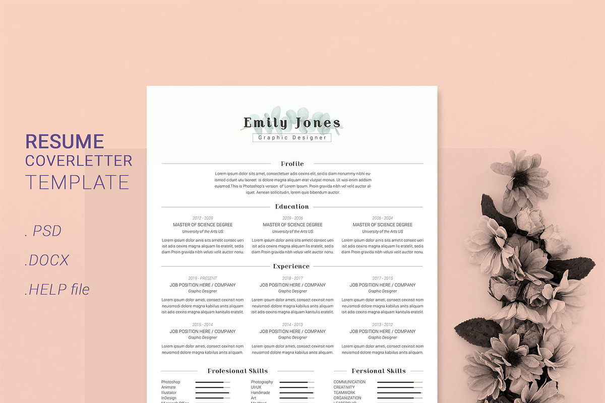 Water Color CV-Resume Tempalate *C, a Resume Template by Showy68 Template (Photo 2 of 3)