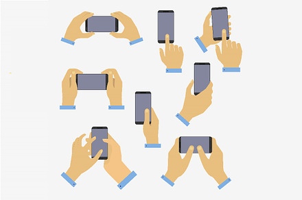 Set of hands holding smart phone